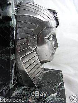 C. Charles Ancienne Paire Serre Livre Bronze Art Deco Pharaon Antique French Art