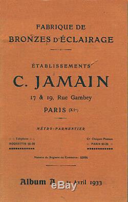 C. Jamain Applique Moderniste Art Déco Bronze Nickelé Et Tulipes En Verre Pressé