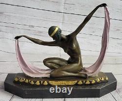 C. Mirval Solide Bronze Sculpture. Abstrait Art Déco Statue Moderne Marbre