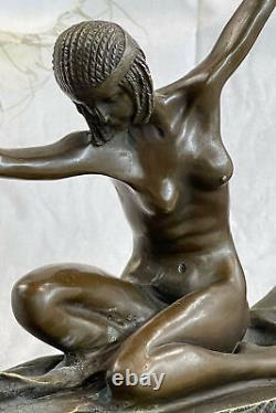 C. MirvalBronze Statue Art Déco Dancing Girl Sculpture Marbre Chair Figurine
