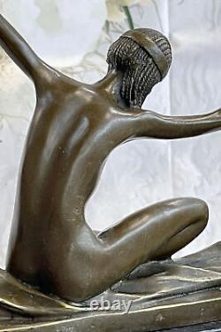 C. MirvalBronze Statue Art Déco Dancing Girl Sculpture Marbre Chair Figurine