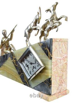 CHASSEUR Kaminuhr Empire clock bronze horloge antique cartel pendule art deco