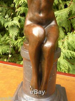 Curvaceous, Art Deco, Carrier Pigeon, Signed, Bronze Statue Figurine Figure
