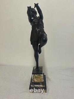 Carlier Grande Statue Sculpture Danseuse Ballerine Epoque Art Déco Patine Bronze