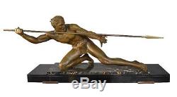 Chasseur mi-nu en bronze 1930 Art déco P Hugonnet