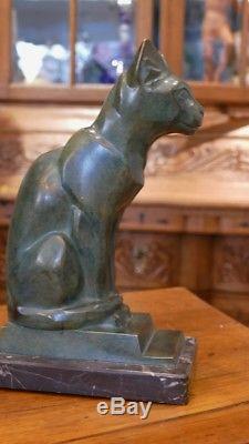 Chat, Sculpture En Bronze Art Déco, Emile Monier, époque 1930