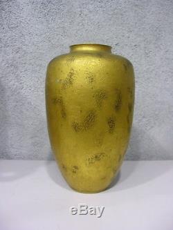 Christofle Ancien Joli Vase Bronze Dore Art Deco