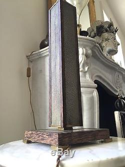 Clément Rousseau spectaculaire lampe Moderniste en galuchat palmier et bronze