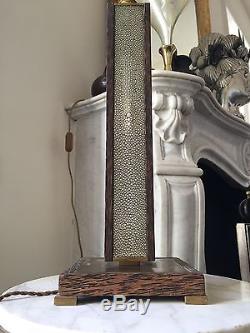 Clément Rousseau spectaculaire lampe Moderniste en galuchat palmier et bronze