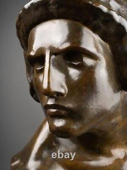 Constant ROUX (1865-1942) Buste de gladiateur, Bronze patiné, période Art Déco