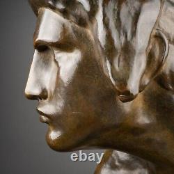 Constant ROUX (1865-1942) Buste de gladiateur, Bronze patiné, période Art Déco