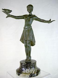DEMETRE CHIPARUS (1886-1947) RARE STATUE BRONZE ART DECO FEMME 1920 NO COPY
