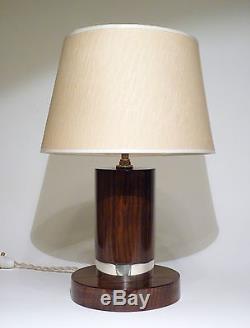 DOMINIQUE LAMPE DE BUREAU ART DECO MODERNISTE DESK LAMP PALISSANDER & BRONZE