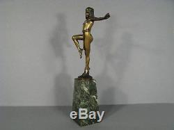 Danseuse Orientale De Style Art Déco Sculpture En Bronze Et Marbre