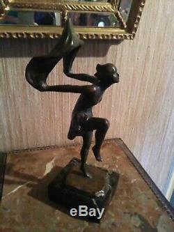 Danseuse au Foulard Bronze Art Déco Signé L. Hermo
