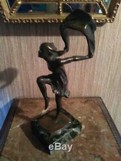 Danseuse au Foulard Bronze Art Déco Signé L. Hermo