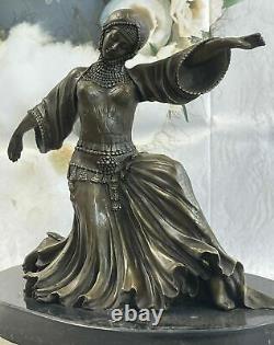 Demetre Chiparus Égyptien Danseuse Bronze Sculpture Signée Art Déco D. H