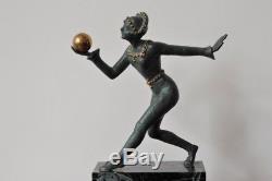 Désiré Grisard bronze Art Déco, danseuse à la boule, signé