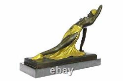 Dh Chiparus Bronze Sculpture Figuratif Exotique Danseuse Femme Art Déco Signée