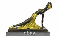 Dh Chiparus Bronze Sculpture Figuratif Exotique Danseuse Femme Art Déco Signée