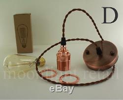Edison Vintage Art Deco Lamp Holder E27 Screw Bare Bulb Complete Set FREE Bulb