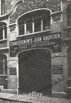 Ejg/j. Gauthier Suspension Art Déco En Bronze Nickelé Obus En Verre Pressé 1930