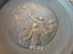 Enorme coupe de basket art deco, signée C. Charles, P 6,6kg, bronze et marbre brèche