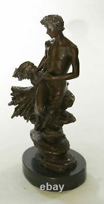 Expressive Art Déco Bronze Mâle Buste / Homme Figurine Sculpture Statue Nu Décor