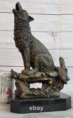 Faune Art Déco Décor Large Milo Bronze Loup Sur Cliff Sculpture Figurine