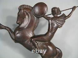 Femme Guerrière Amazone Cheval Sculpture Art Déco Bronze D'après Molins Balleste