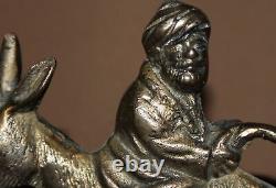 Figurine En Bronze Vintage Homme Islamique Sur Ane