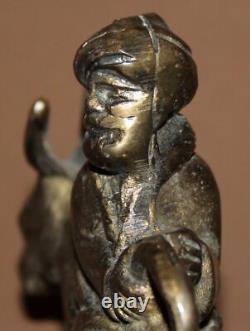 Figurine En Bronze Vintage Homme Islamique Sur Ane