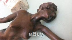 Figurine bronze femme art deco 1930 socle marbre dlg Le Verrier