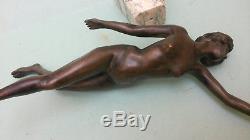 Figurine bronze femme art deco 1930 socle marbre dlg Le Verrier