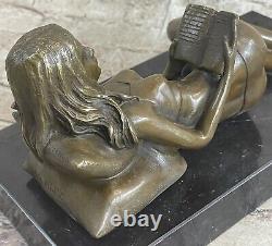Fonte Bronze Statue Preiss Vague Art Déco Signée Sculpture Figurine Affaire