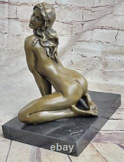 Français Bronze Art Déco Sculpture Nu Assis Erotica Original Ouvre Cadeau Nr