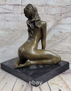 Français Bronze Art Déco Sculpture Nu Assis Erotica Original Ouvre Cadeau Nr
