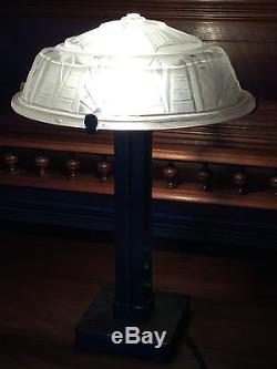 Grande Lampe Art Deco Aux Moulins Fer Forge Et Vasque Moule-presse 1930 Muller