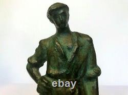 GUERO, Sculpture art déco bronze Homme à la pioche signée 1930