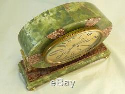Garniture De Cheminée Art Deco En Onyx Et Bronze pendule clock uhr reloj