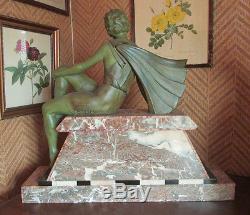 Gde Statue Art Deco Femme Sig Balleste Statuette Baigneuse Regule Patine Bronze