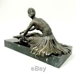 Genuine Bronze Art Deco Ballerina Tanara Sculpture on Marble Base Chiparus