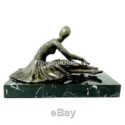 Genuine Bronze Art Deco Ballerina Tanara Sculpture on Marble Base Chiparus
