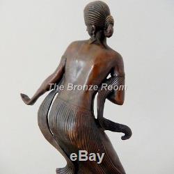 Genuine Bronze Sculpture Art Deco Dancer Nymph on Marble Base