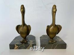 Georges Henri Laurent Paire De Serre Livres En Bronze Pelican Art Deco Bookends