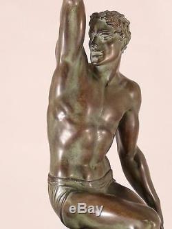 Gloire Pierre le Faguays Fayral Ateliers Max le Verrier bronze pendule art deco