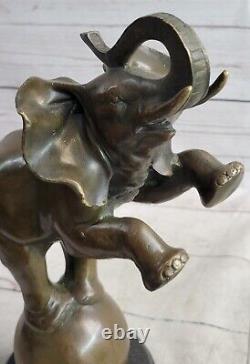 Grand Art Déco Faune Éléphant Par Bugatti Bronze Fonte Sculpture Figurine