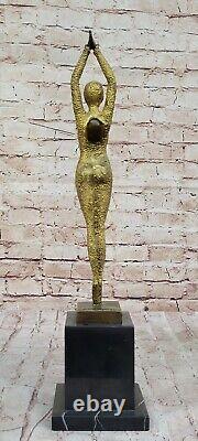 Grand Dimitri Chiparus Danseuse Art Déco Bronze Sculpture Marbre Base De