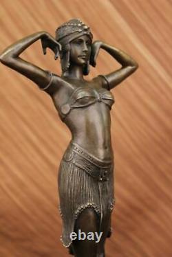 Grand Dimitri Chiparus Danseuse Art Déco Bronze Sculpture Marbre Base Figurine
