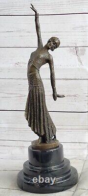 Grand Dimitri Chiparus Danseuse Art Déco Bronze Sculpture Marbre Base Nr